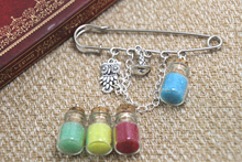 12pcs HP inspired Wizard house themed charm with chain kilt pin brooch (50mm)