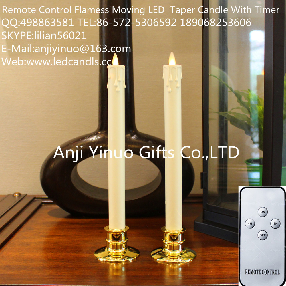 Free Shipping Luminara 2015 New Stick Remote Control Flamess Moving LED Taper Candle With Timer