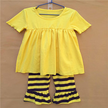 20sets/lot yellow top&stripe shorts