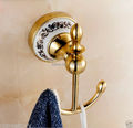 Free Shipping Wholesale and Retail Luxury Solid Brass Bathroom Wall Mounted Bath Towel Hanger Golden ColorTowel