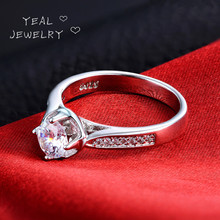 YEAL Genuine 925 Sterling Silver Jewelry CZ Diamond Ring Wedding Rings For Women Clear Stone Vintage