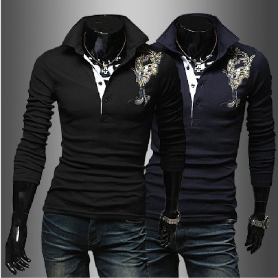 2015 New Fashion Men Slim Handsome Floral Embroide...