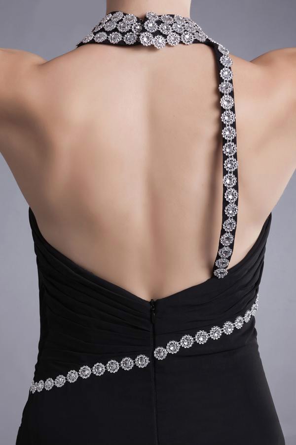 17 Elegant black chiffon v-neck sequins prom evening dresses 2014 side slit long length (6)_meitu_84