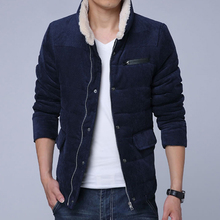 2015 autumn and winter thickening male velvet stand collar wadded jacket male