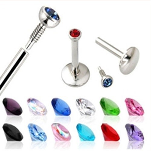 3pcslot women\'s lip piercing bars 8mm mixed colors screw 316L stainless steel pircing sexy body jewelry anti-allergic for lady