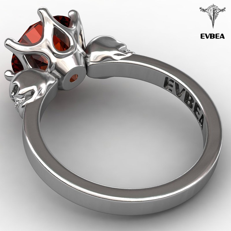 EVBEA Punk Rings Wholesale Silver Geometric Ring For Women CZ Red