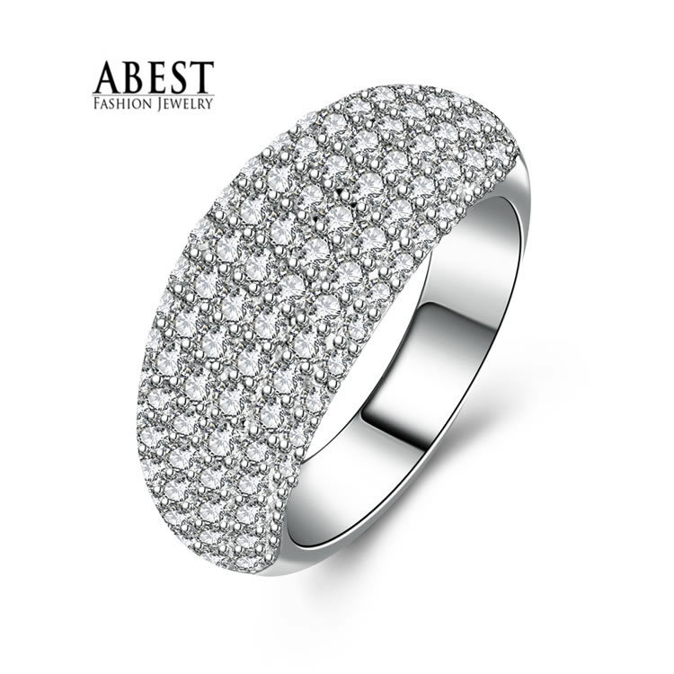 Fancy 925 Silver Half Eternity Pave Setting CZ Stone Engagement Ring Band from Jewelry Manufacturer, Silver Material jewelry