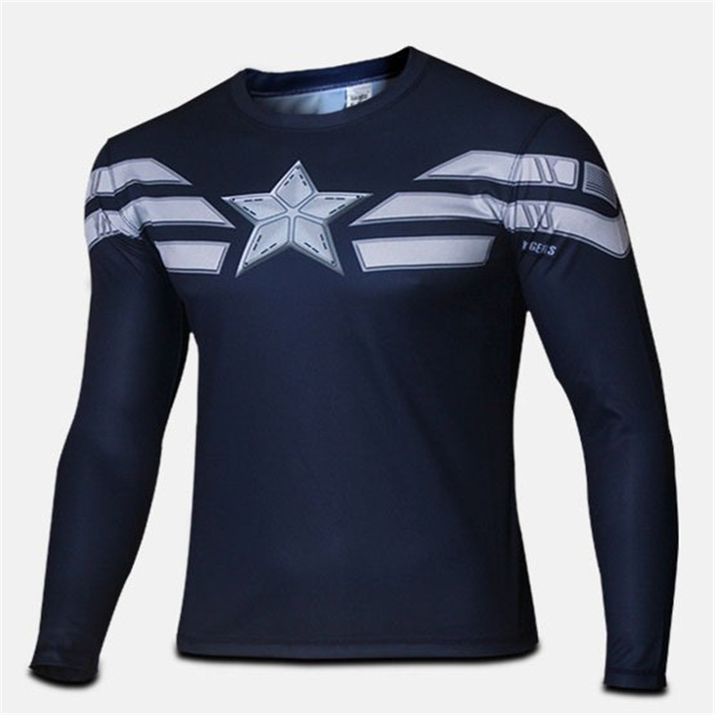 2016 New Men s Casual Comics Superhero Costume Shirt Jogging Tops T Shirts soldier Marvel T