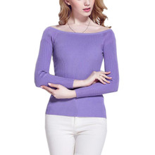 19 Colors Korean Slim Sweater Pullover For Women 2016 Autumn Winter Knitted Slash Neck Knitted Slash Neck Sweaters Pull Femme