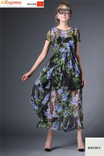kiccoly party dress family matching outfits Beach chiffon summer dress Printed dresses vestidos design women brand dresses