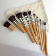 10 Pcs/set Eco-Friendly Bamboo Wooden Handle Makeup Brushes Vegan Cosmetic Original Kabuki Makeup Kit