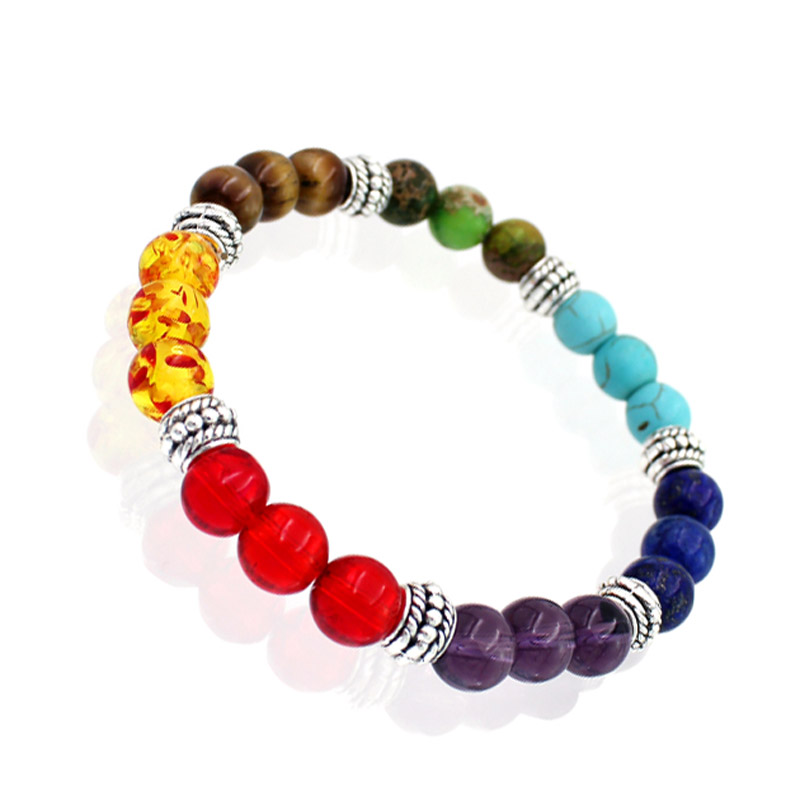 2016 Cheap New Design Men Bracelet Femme 7 Chakra Mixed Stone Healing