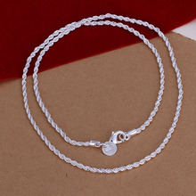 Free Shipping silver plated Necklace Fashion Shine Twisted Line 2mm Silver Jewelry Necklace Pendant Top Quality