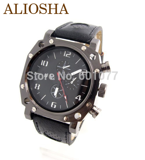 ALIOSHA wholesale men s big face wirstwatches V6 fashion leather strap quartz watch sports wrist watches
