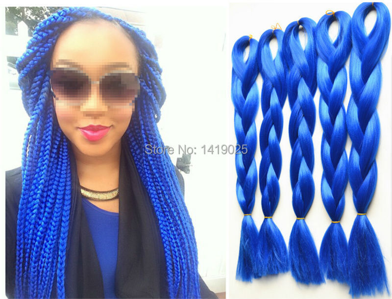 Blue and White Synthetic Braiding Hair - wide 3