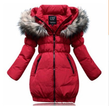 Fashion clothing fur hooded duck down children’s down jackets outerwear long kids winter jacket girls coats outwear for children