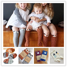 2 Pairs/lot – New Fashion Unisex Baby Girl Boy Knee High Fox bear Socks Cloud Rain Non Slip Socks Kids Cute Cartoon Socks