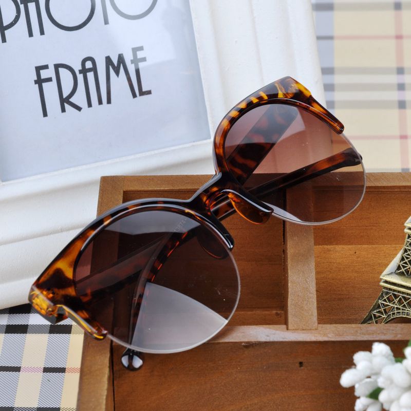2015 Summer Style Cat Eye Sunglasses Women Eyewear Semi Rimless Sunglasses Super Round Circle Cat Eye