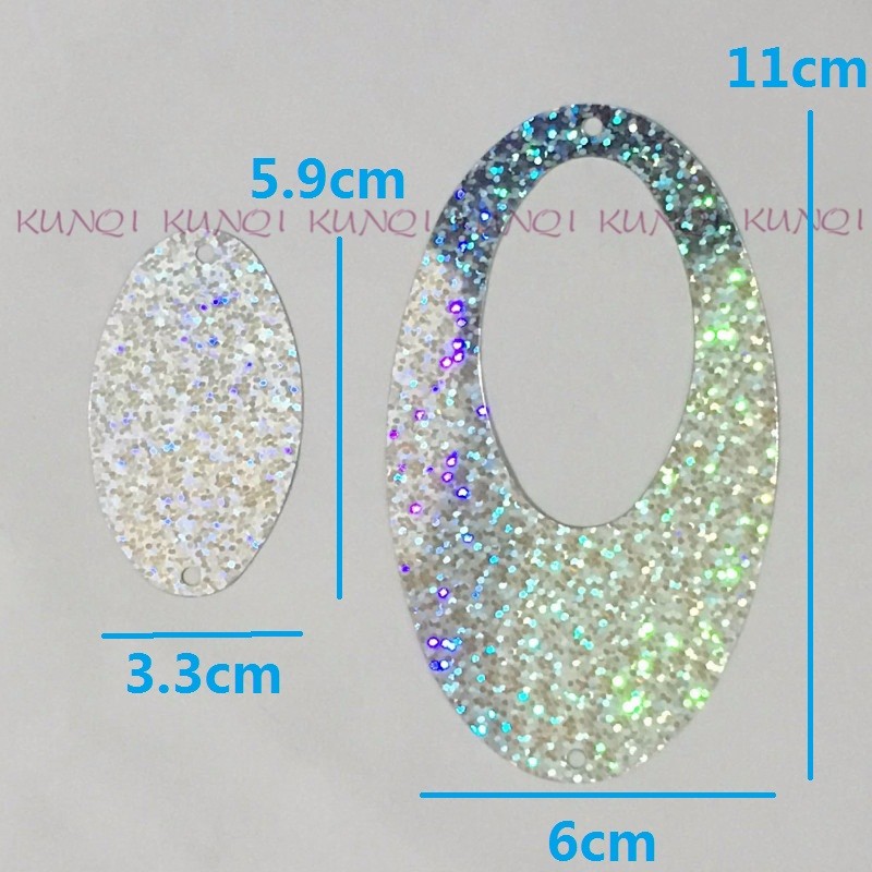Description Picture 5 of item50pcs/100pcs  110*60mm Large Dual Oval Egg Shape Sequin Paillette Sewing,Wedding Craft,Kids DIY Garment Accessory