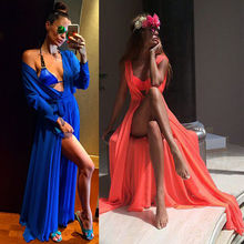 2016 Summer Women Chiffon Bikini Bathing Suit Swimwear Cover Up Beach Long Maxi Dress