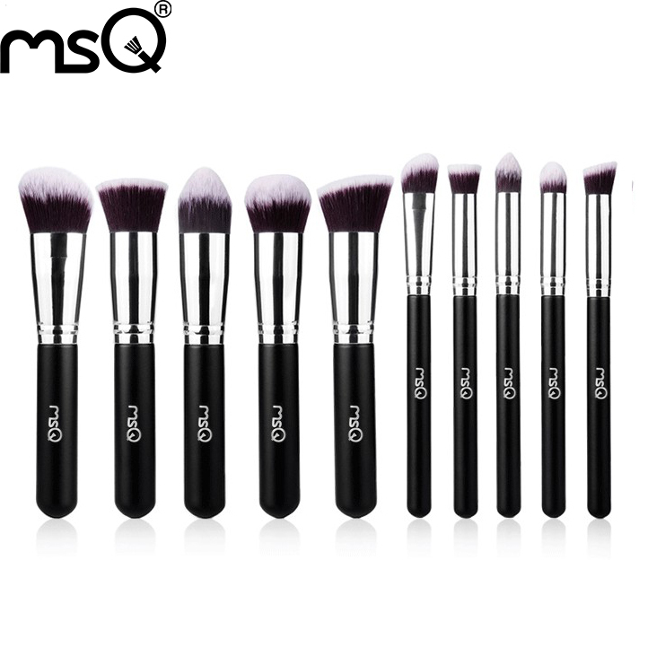 Free Shipping MSQ Brand Professional High Quality 10pcs Synthetic Hair Cosmetic Makeup Brush Sets For Fashion