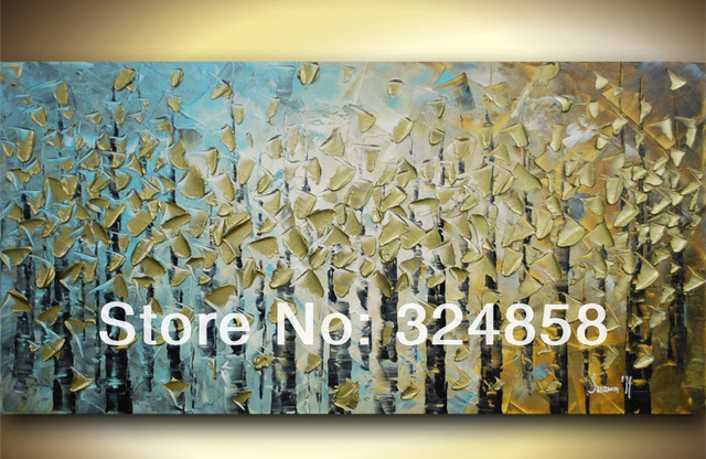 Handmade wall painting golden leaf fall oil painting on canvas ...