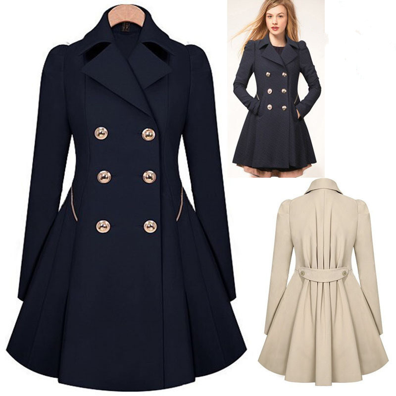 2015 Women Designer High Quality Autumn Winter Woolen Long Sleeve Overcoat Designer Slim Fit Coat Femininas