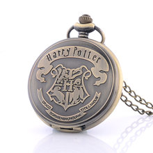 Hogwarts School Badge Harry Potter Pocket Watch Quartz Watch Men with Necklace Chain P383