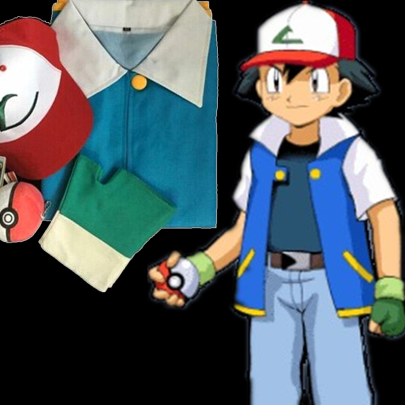 new Pokemon Ash Ketchum Trainer Costume Cosplay for man and woman Vestidos.
