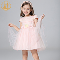 2016 Summer Latest Girls Clothes Handmade Colorful Flowers Print Organza Cute Bow Princess and Party Girl