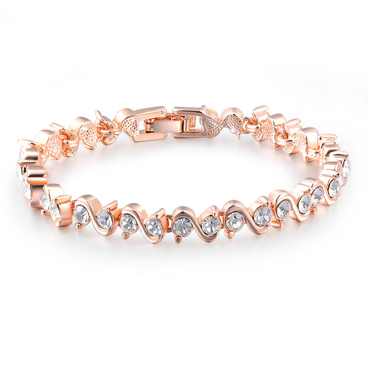 2015 Hot sale cz diamond charm women bracelet with rose gold plated bijoux pulseras mujer fine ...