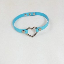 CM592 Fashion jewelry Punk Gothic Lolita Emo Heart necklace Cool Punk Goth Rivet Heart Shape Leather
