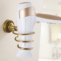 Free Shipping Wholesale And Retail High end Wall Mount Hair Dryer Holder Rack Brass Hair Drier