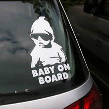 Fashion Lovely Baby On Board Warning Decal Reflective Waterproof Car Window Vinyl Stickers Color Black White CAR-0077