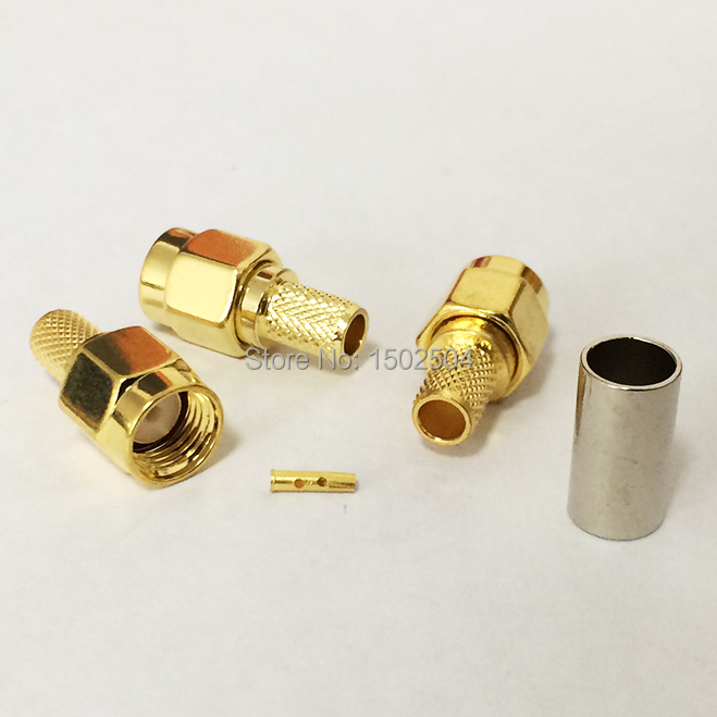 Rp Sma Male Plug Rf Coax Connector Crimp For Rg58rg142rg400lmr195 Straight Goldplated New 9433