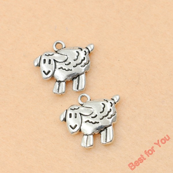 100pcs Antique Silver Plated Sheep Charm Pendants for Jewelry Making Floating Charms Handmade Jewelry DIY Accessories 18x16