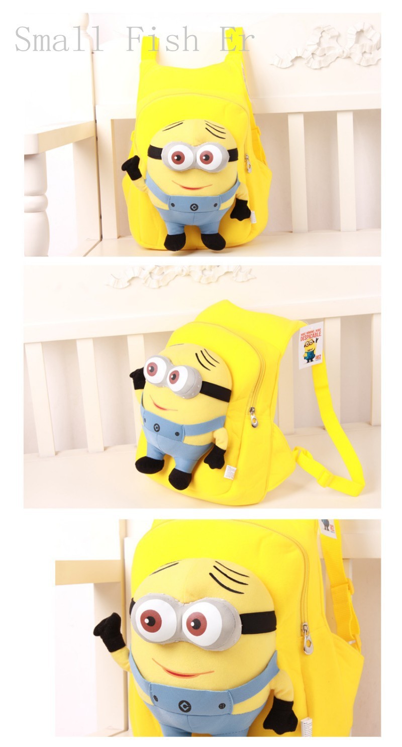 3D eyes Despicable Me Minion Plush Backpack Cartoon children\'s Stationery backpack (4)