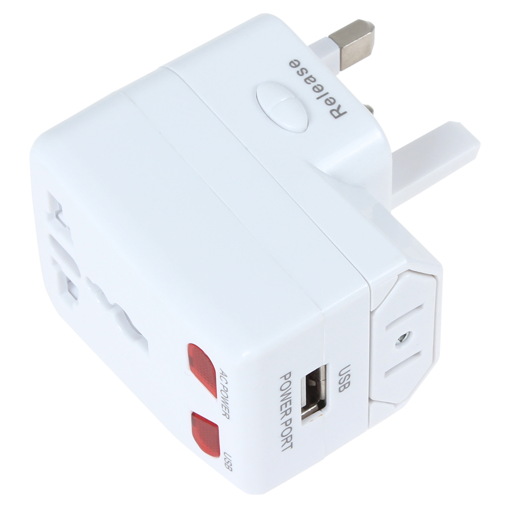 US UK EU Power Plug Travel Voltage Converter Adapter with USB