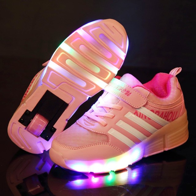 2016 Новый Осень Девушки/Мальчики LED Light Shoes, детская Мода На Роликах Кроссовки, дети Светящиеся Shoes С Одного Колеса