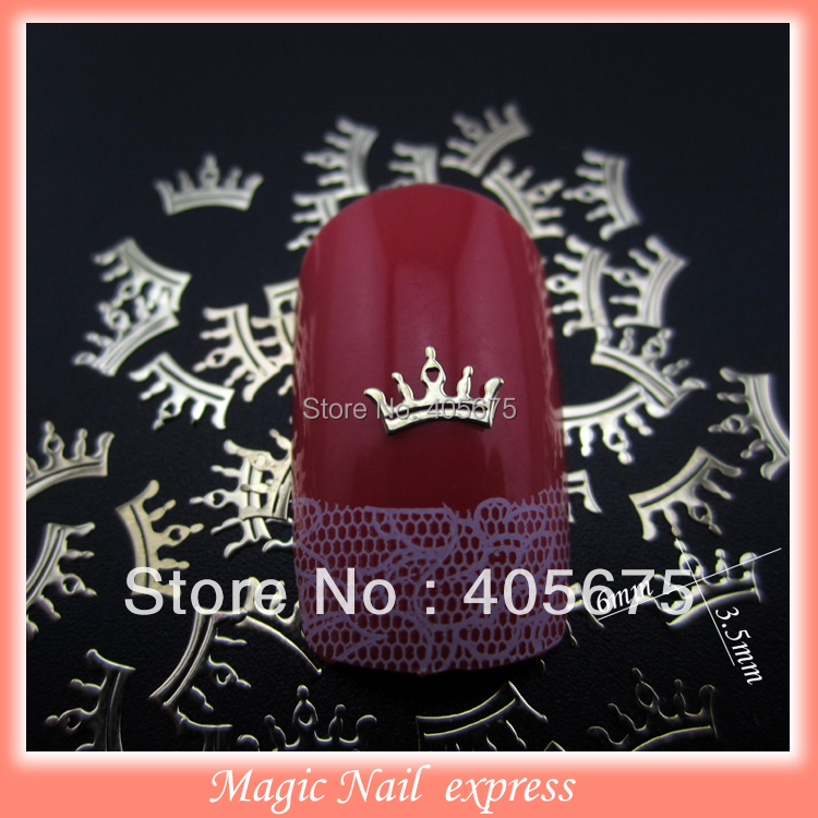 MNS132 New nail designs crown gold nail art studs metallic nail decoration charms 1000pcs/pack