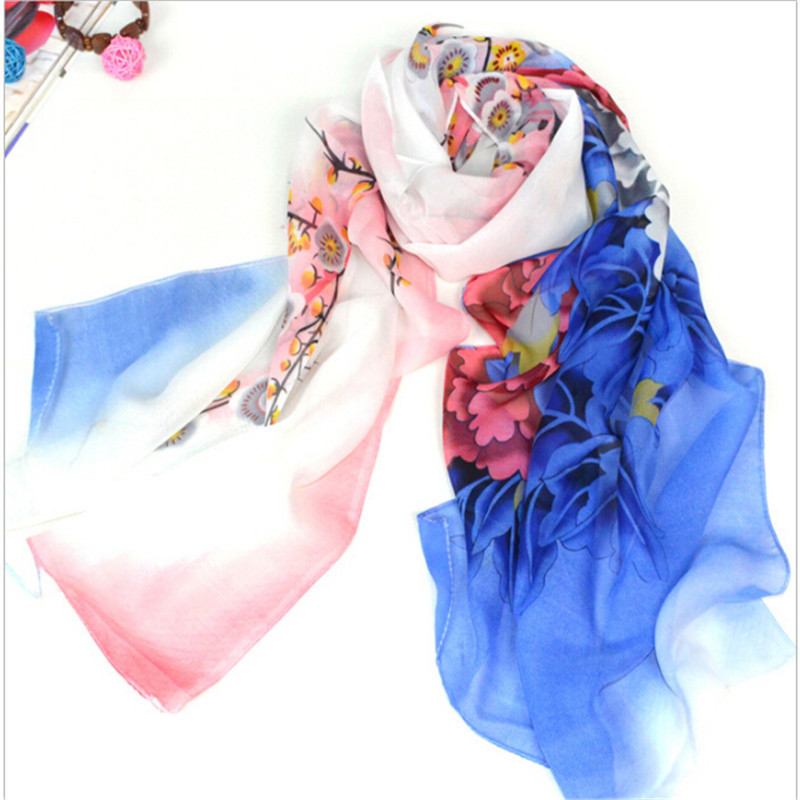 160 50cm Free shipping new 2015 long Korean fashion flower print chiffon scarf women winter scarves