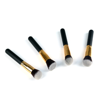 Black Color Makeup Brushes 4Pcs Wood Makeup Brush Kit Professional Cosmetic Set Styling Tools Face Care