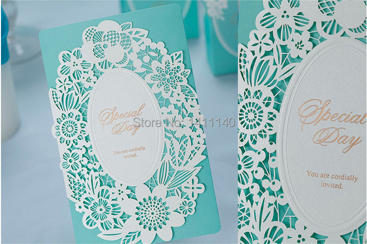 Mint blue wedding invitations