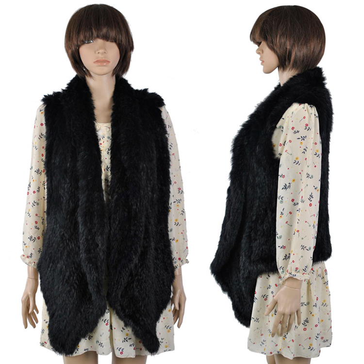 2015 autumn and winter women's 100% genuine leather rabbit fur knitted vest winter fur waistcoat outwear lady's long fur vest