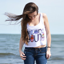 Free Shipping!!! 2016 New Deasign Best Deal Sexy Women Girl High Quality Casual Emoji Sleeveless Cartoon Crop Top T-Shirt