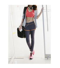 autumn women sports faux two piece high waist elastic fitness clothing female gym exercise running pants
