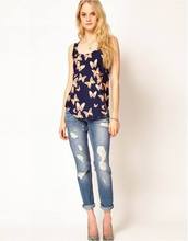 2015 New Arrival Hot Sell New Women Girls Lady Casual Butterfly Print Sleeveless Chiffon Tank Top
