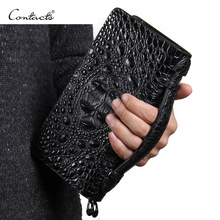 Hot!!Big Capacity Men Clutch Bag Alligator Leather Men Hand Bag Double Zipper Embossed Crocodile Clutch Wallet Male Travel Bag