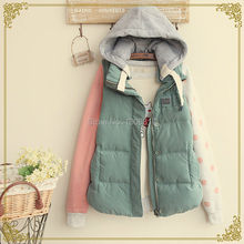 Winter Sen female style thick hooded sleeveless vest Solid Fashion Active Casual coat women Jacket Girl