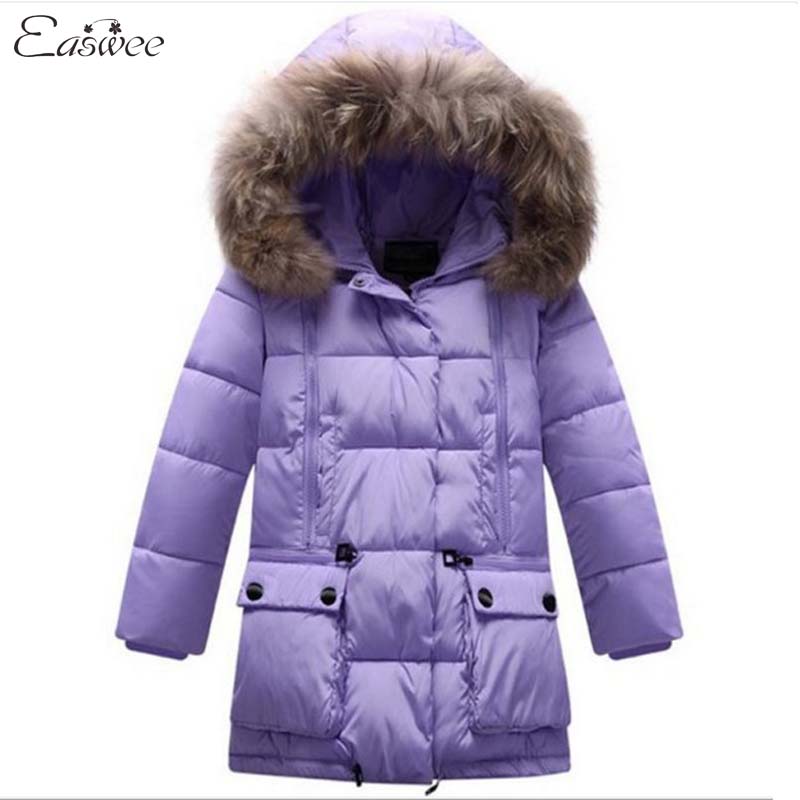 2015 Kids Winter Jacket For Girls Duck Down Coat Fur Hood Thickening Parka Children Outerwear Retail 1PC ZZ3234